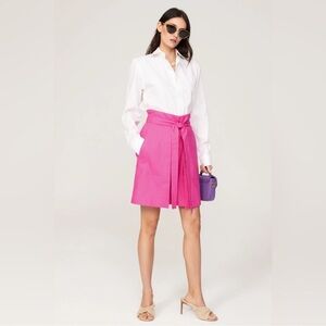 Eudon Choi Collective Linen Blend Pleated Tie Waist Bermuda Shorts Pink